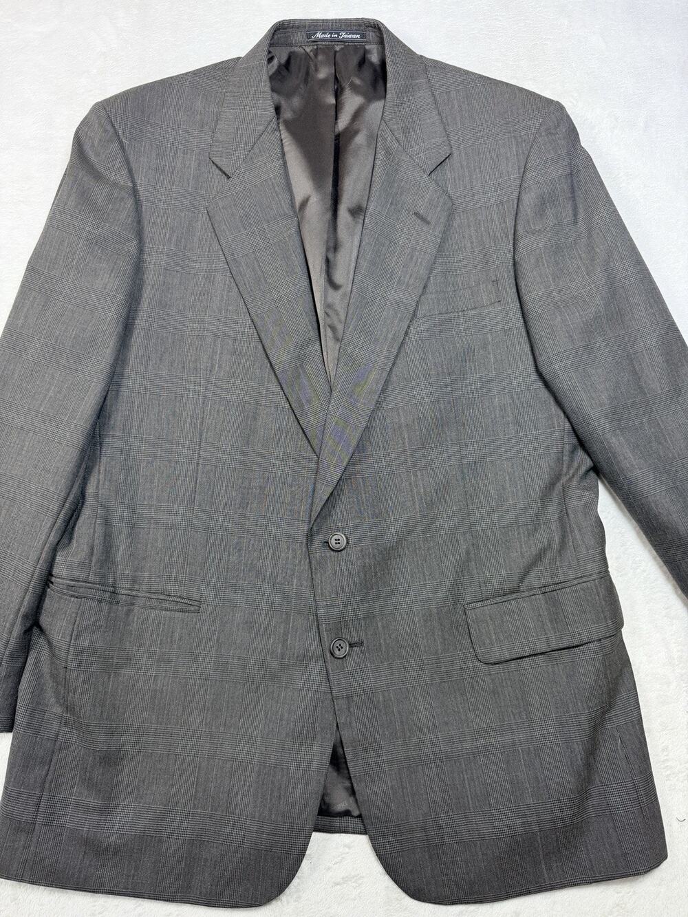 VTG Pierre Balmain Brown Window Pane 100% Natural Wool Suit 46 Long Pants 36x30